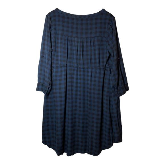 Torrid Navy Gingham Drawstring Challis Shirt Dress Medium -  Large - Picture 5 of 13